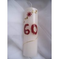 Évszámos gyertya 60., egyedi kézi munka (15 cm)