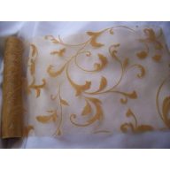 Inda mintás flokkolt organza anyag (150 cm széles)arany