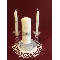   Ezüst szettből - esküvői gyertyaszett (3 részes) ezüst díszítéssel