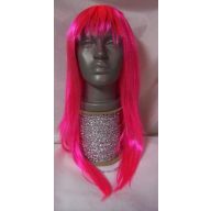 Hosszú, egyenes, pink paróka